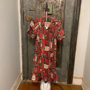 Small Vintage 1980s Anthony Richards Hawaiian muu muu kaftan midi dress short sl